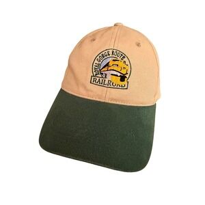 Sportsman Royal Gorge Route Railroad Train Embroidered Baseball Cap Tan Green